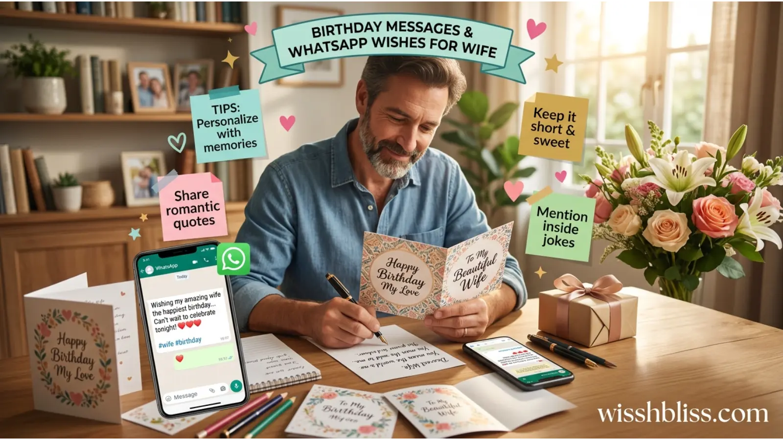 Birthday Card Messages and WhatsApp Wishes for Wife
